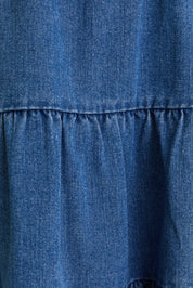 SPAGHETTI STRAP TIERED DENIM DRESS: DENIM