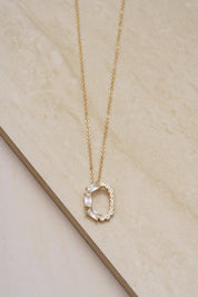 Mixed Crystal Initial 18k Gold Plated Necklace