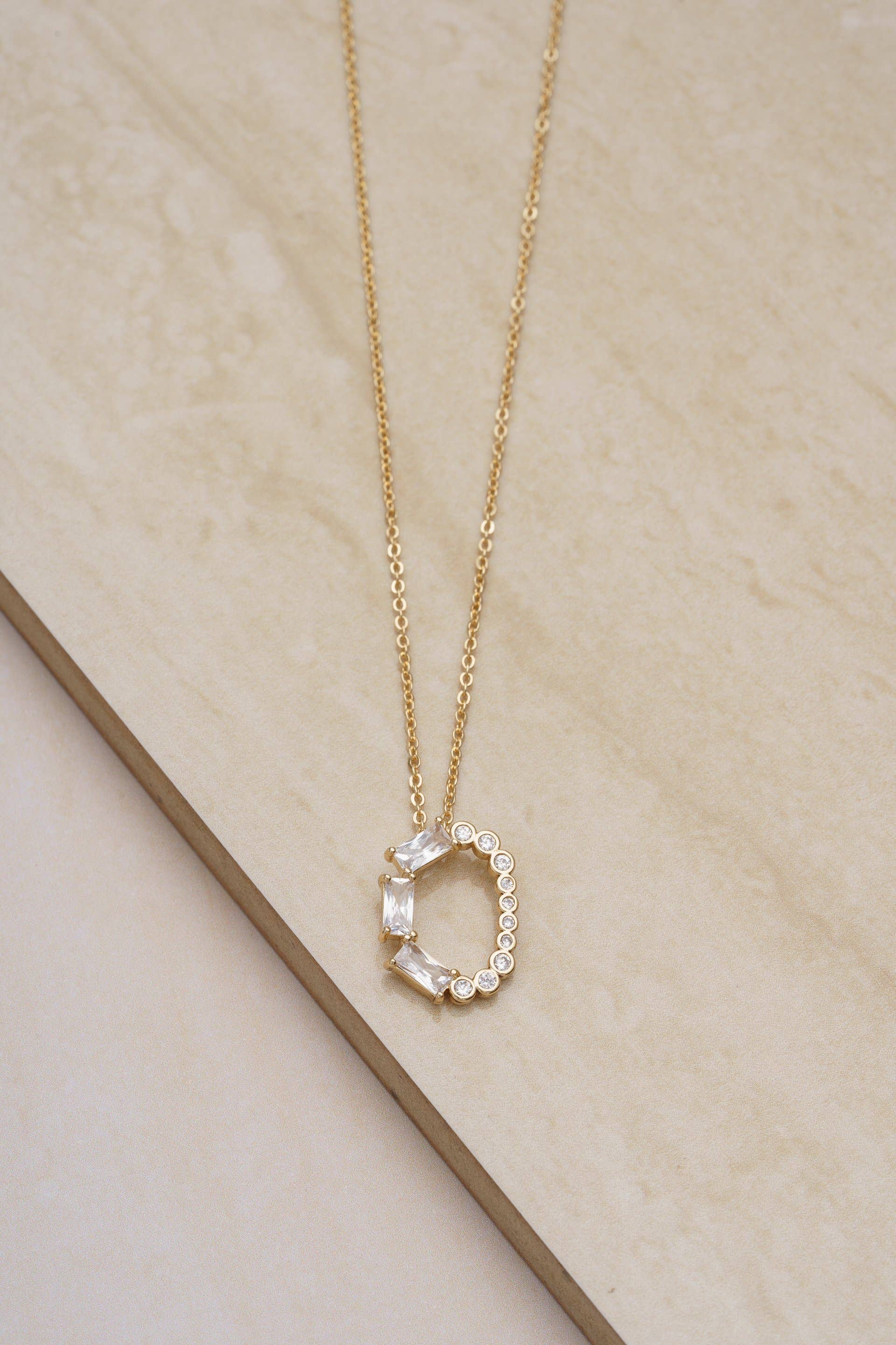 Mixed Crystal Initial 18k Gold Plated Necklace