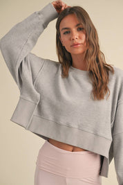 Waffle Knit Oversized Long Sleeve Top: Dark Chocolate