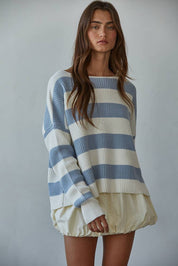 Grover Striped Sweater Light Blue/White