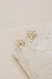Palmasté 18k Gold Plated Stud Earrings: Clear Crystals
