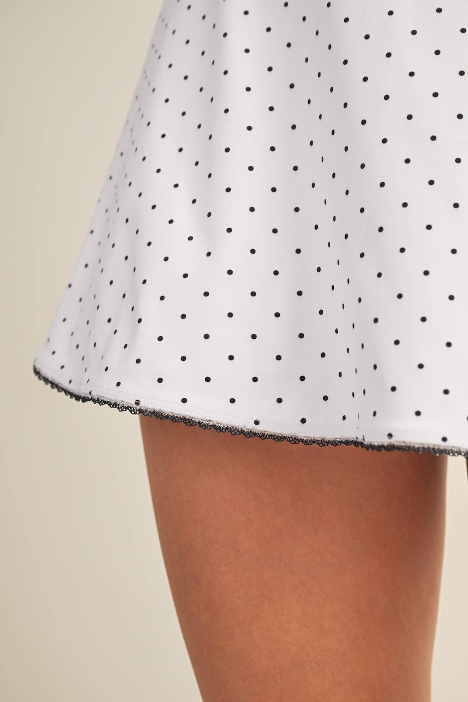 Polka Dot Print Lace Trim Ruffle Mini Dress: White Polka Dot