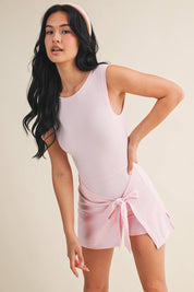 Sleeveless Wrap Tie Front Dress: Pink