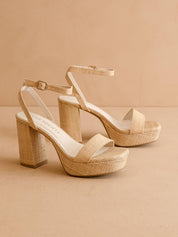The Olympia | Natural Raffia Platform Heel Natural