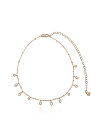 Bezel Crystal Charm Choker: Clear Crystals / One Size