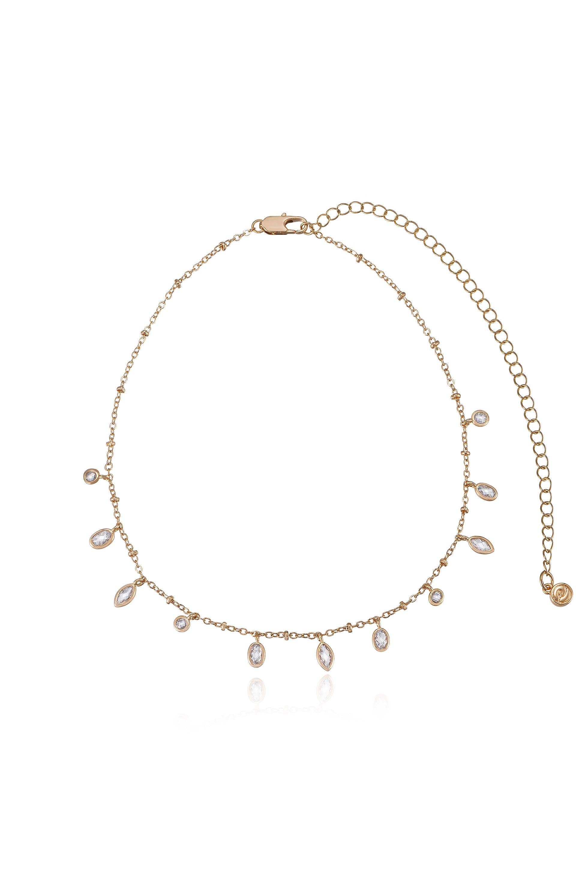 Bezel Crystal Charm Choker: Clear Crystals / One Size