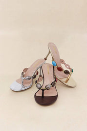 NINA - Beaded Thong Heel in Gold