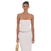 Textured Tube Two Piece Set in White