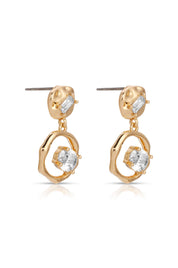 Organic Shape Crystal Earrings: Clear Crystal with 18k Gold Plating / One Size