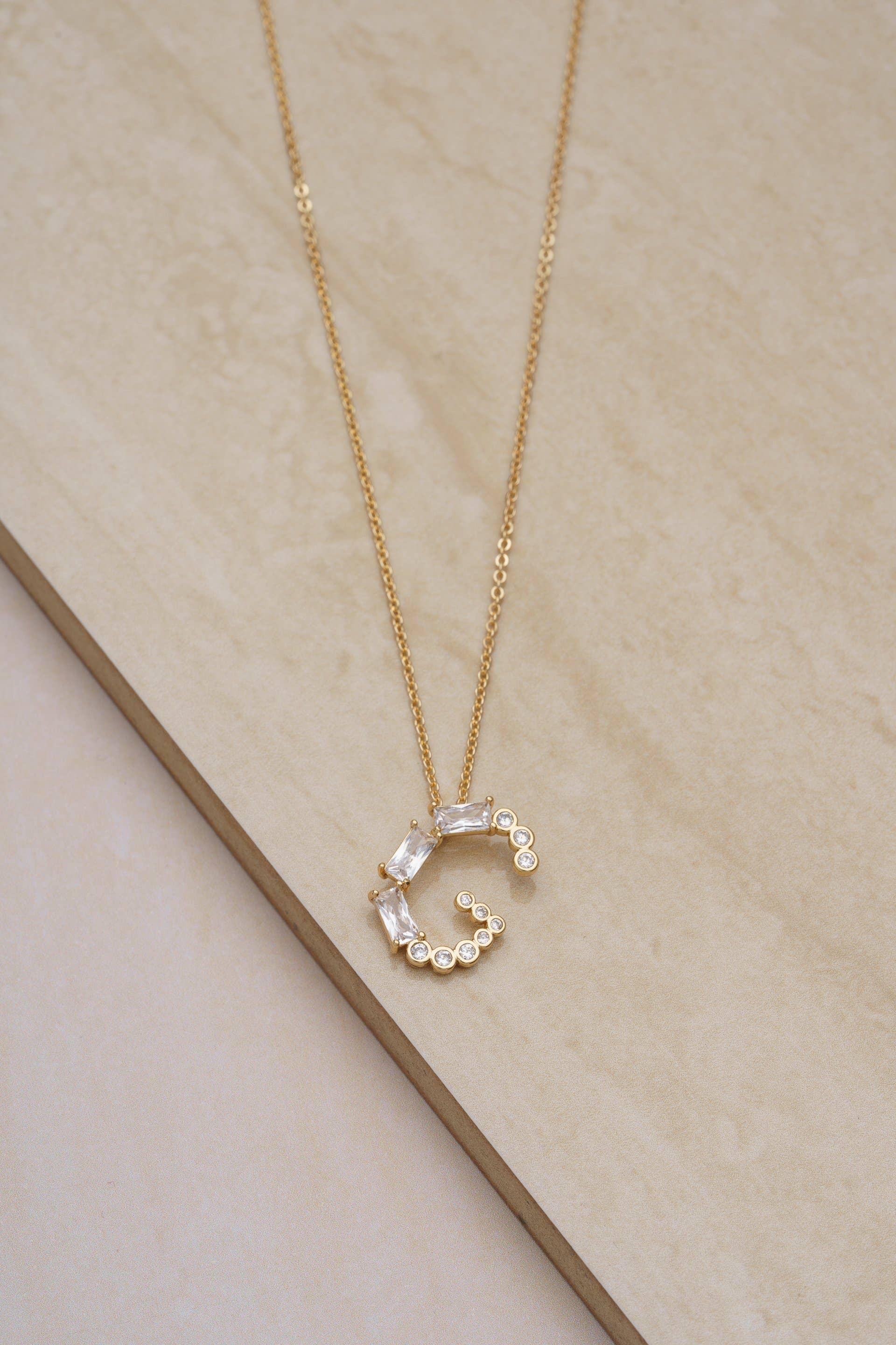 Mixed Crystal Initial 18k Gold Plated Necklace