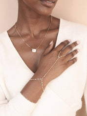 Crystal Dotted Hand Chain: Clear Crystal with 18k Gold Plating