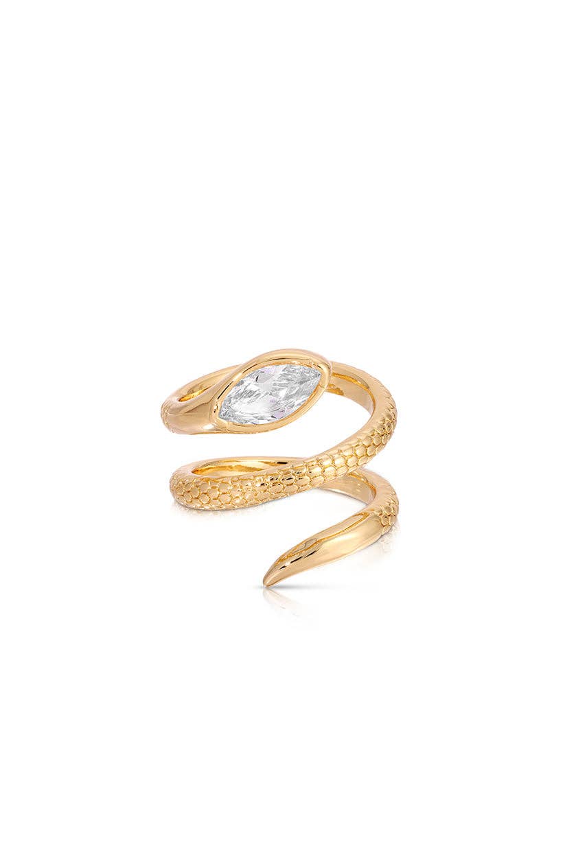 Marquise Coiled Ring: Clear Crystal with 18k Gold Plating