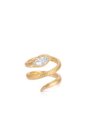 Marquise Coiled Ring: Clear Crystal with 18k Gold Plating