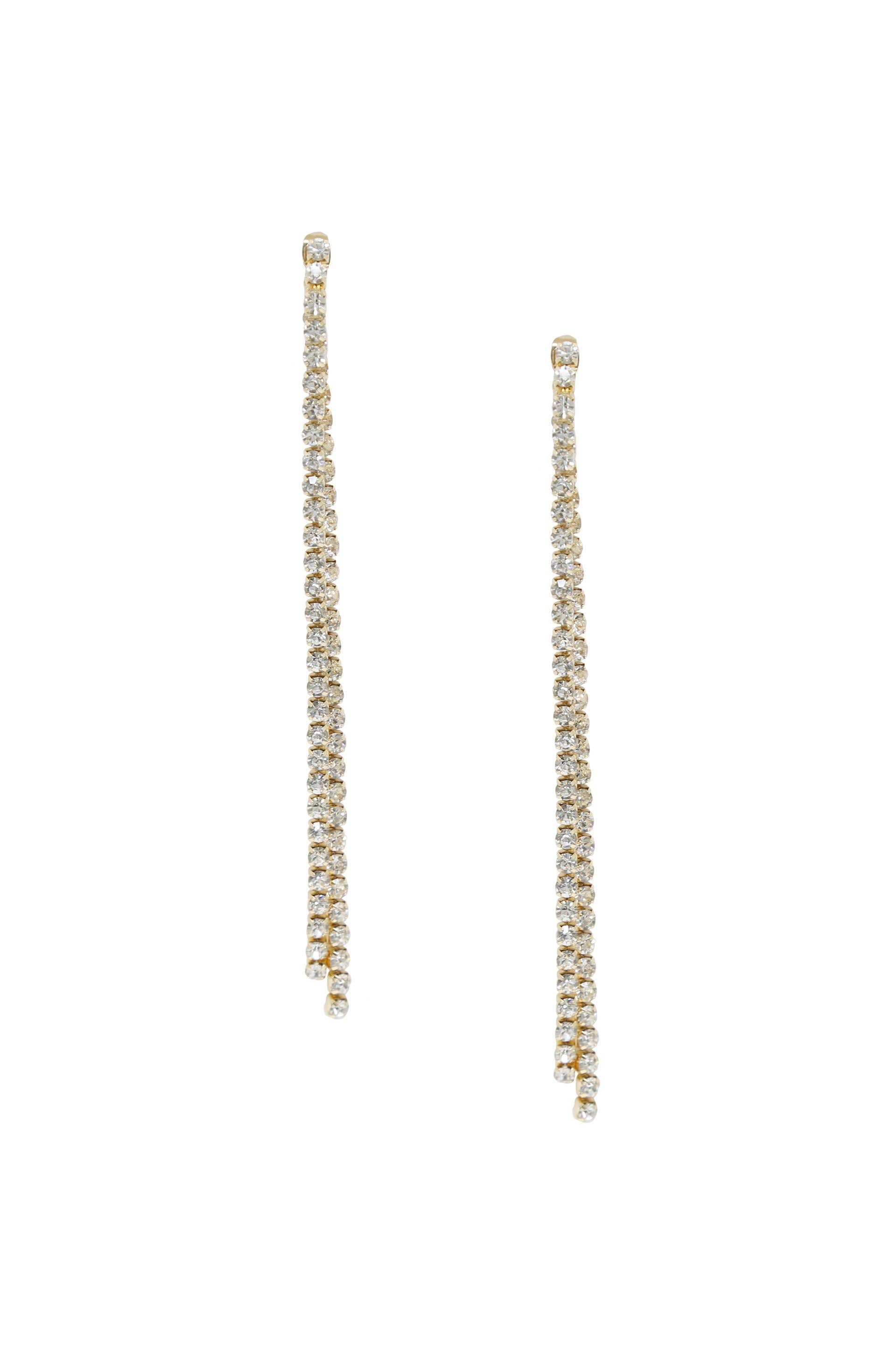 Crystal Chain Linear Dangle Earrings