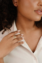 Bezel Crystal Thick Ring: Clear Crystal with 18k Gold Plating / 8