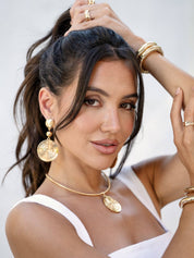 Swirl Pendant Dangle Earrings: 18k Gold Plated