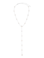 Dripping Pearl Lariat Necklace: Pearl with 18k Gold Plating / One Size