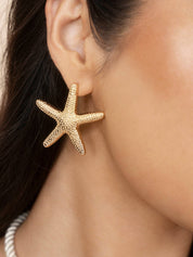 Statement Starfish Stud Earrings: 18k Gold Plated