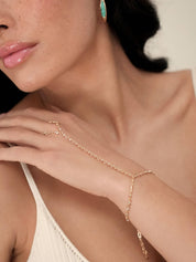 Crystal Dotted Hand Chain: Clear Crystal with 18k Gold Plating