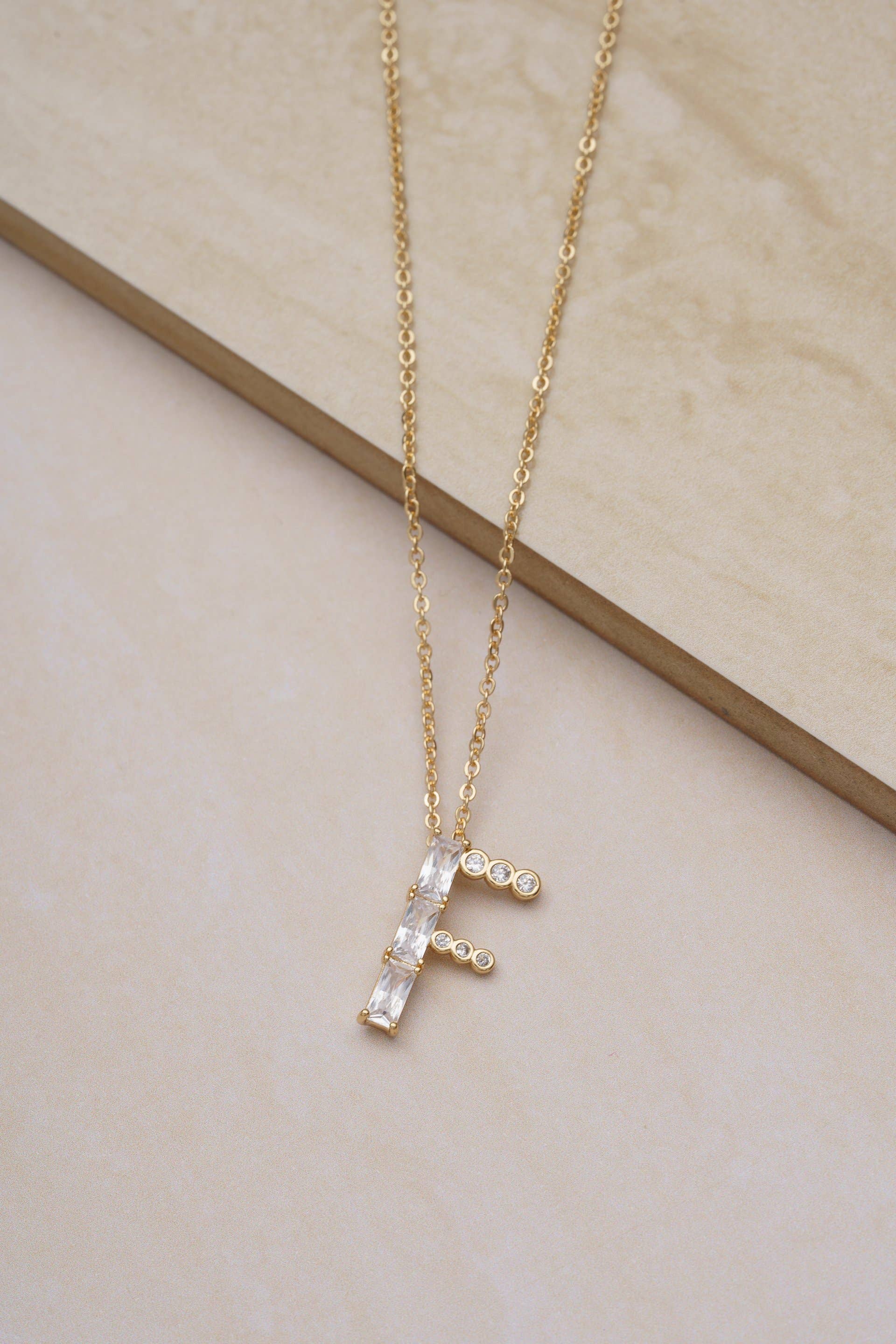 Mixed Crystal Initial 18k Gold Plated Necklace