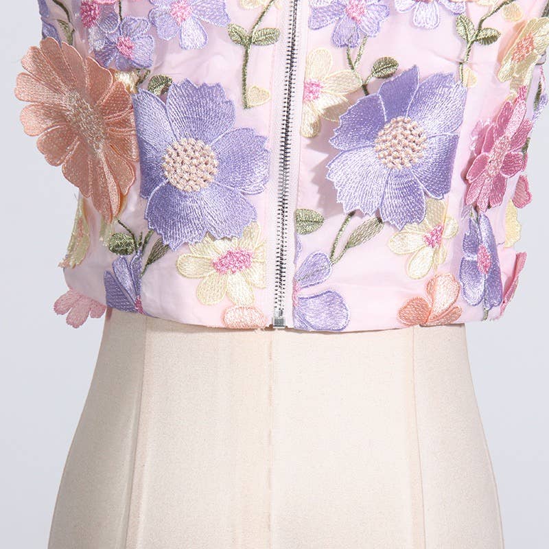 Floral Embroidery Two Piece Multi-Colored