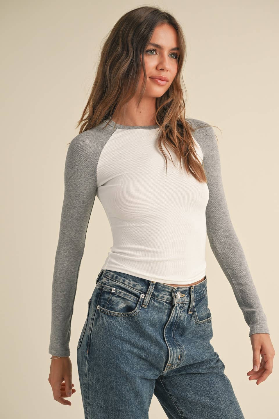 Y2K Raglan Long Sleeve Tee: Chocolate