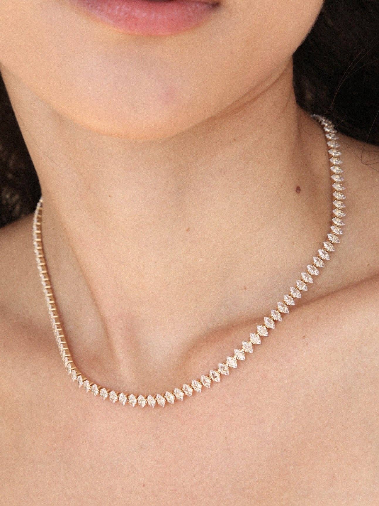 Marquise Necklace: Clear Crystal with 18k Gold Plating