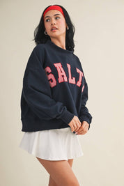 Salty Oversized Mock Neck Sweatshirt: Navy