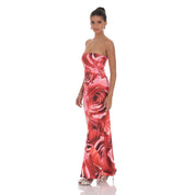 Rose Strapless Maxi Dress in Red