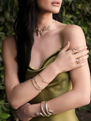 Marquise Coiled Bangle: Clear Crystal with 18k Gold Plating
