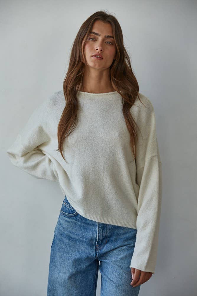Abbie Roll Neck Knit Sweater Off White