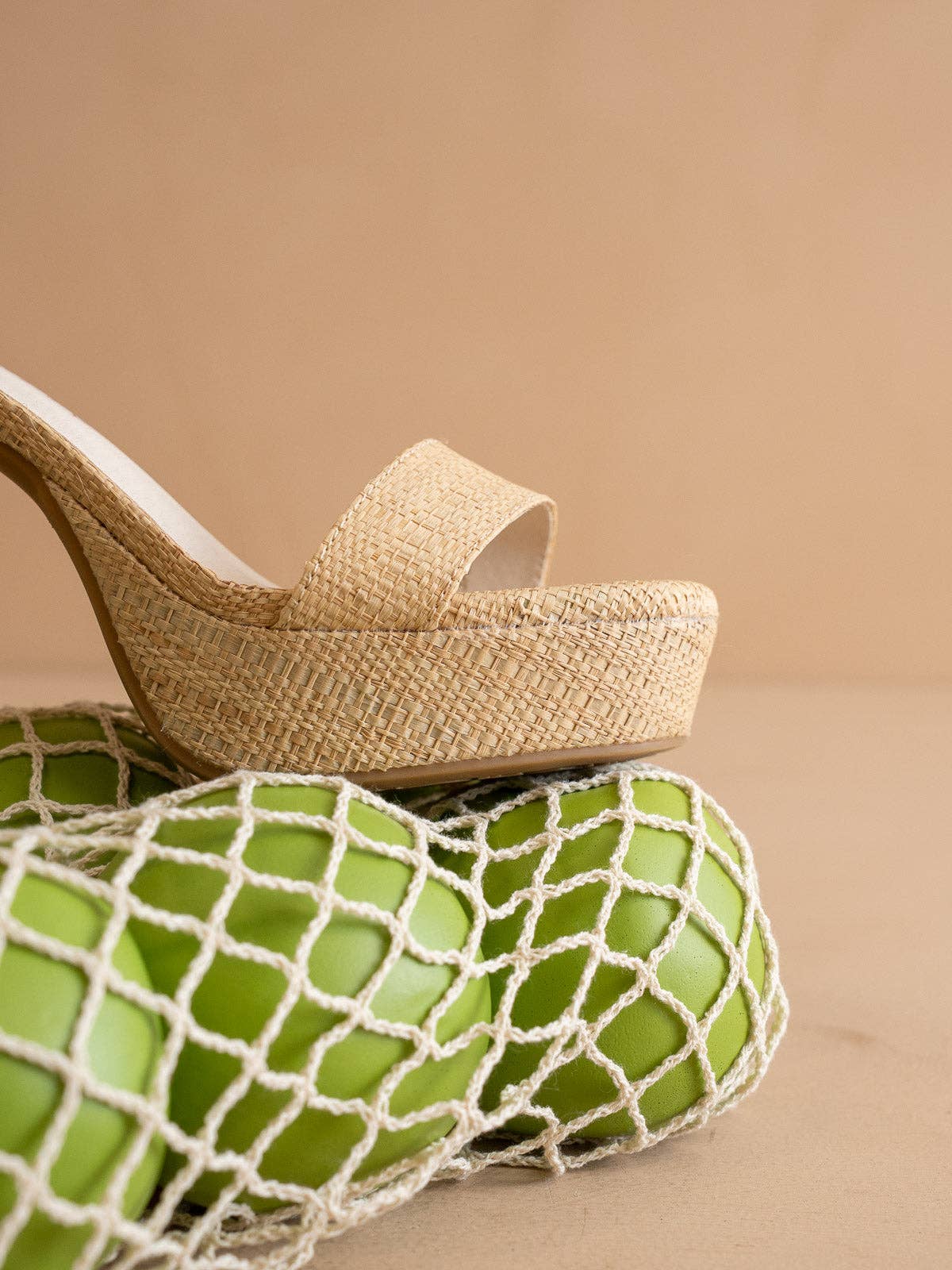 The Olympia | Natural Raffia Platform Heel Natural