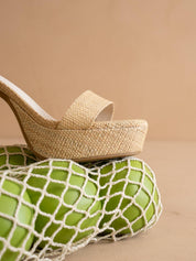 The Olympia | Natural Raffia Platform Heel Natural
