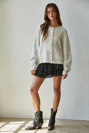 Pearl Detail Cardigan in Oatmeal