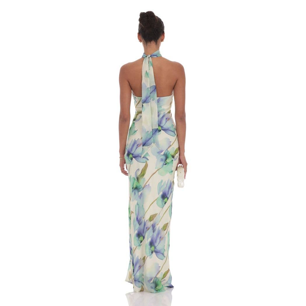 Floral Scarf Maxi Dress in Green