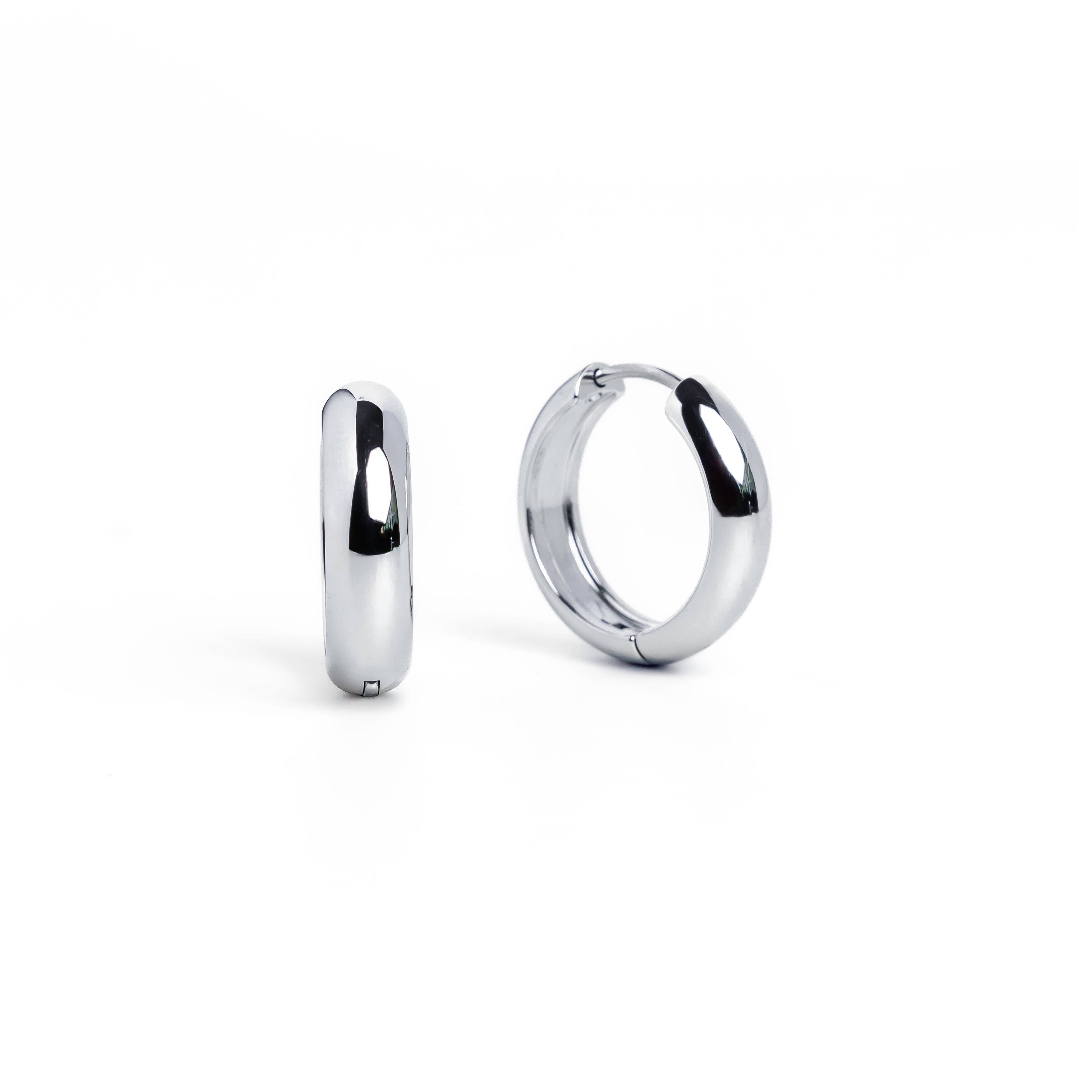 Waterproof 19mm Silver Everyday Hoops