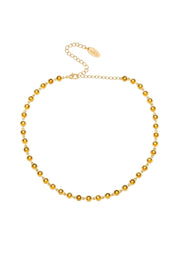 Crystal Disc and 18k Gold Plated Link Necklace: Clear Crystals / One Size