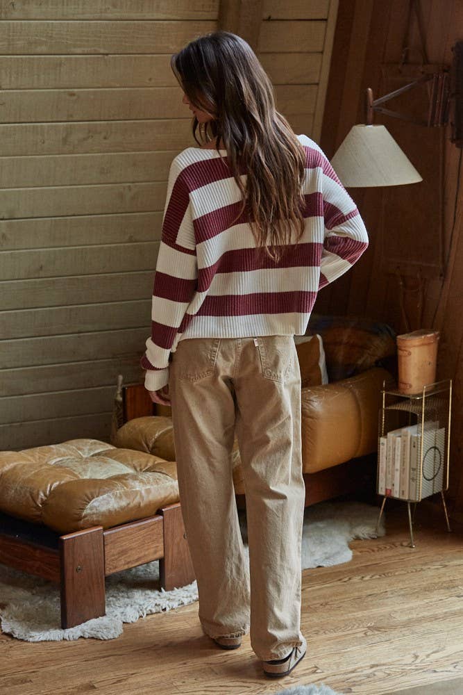 Grover Knit Sweater Wine/White