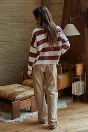 Grover Knit Sweater Wine/White