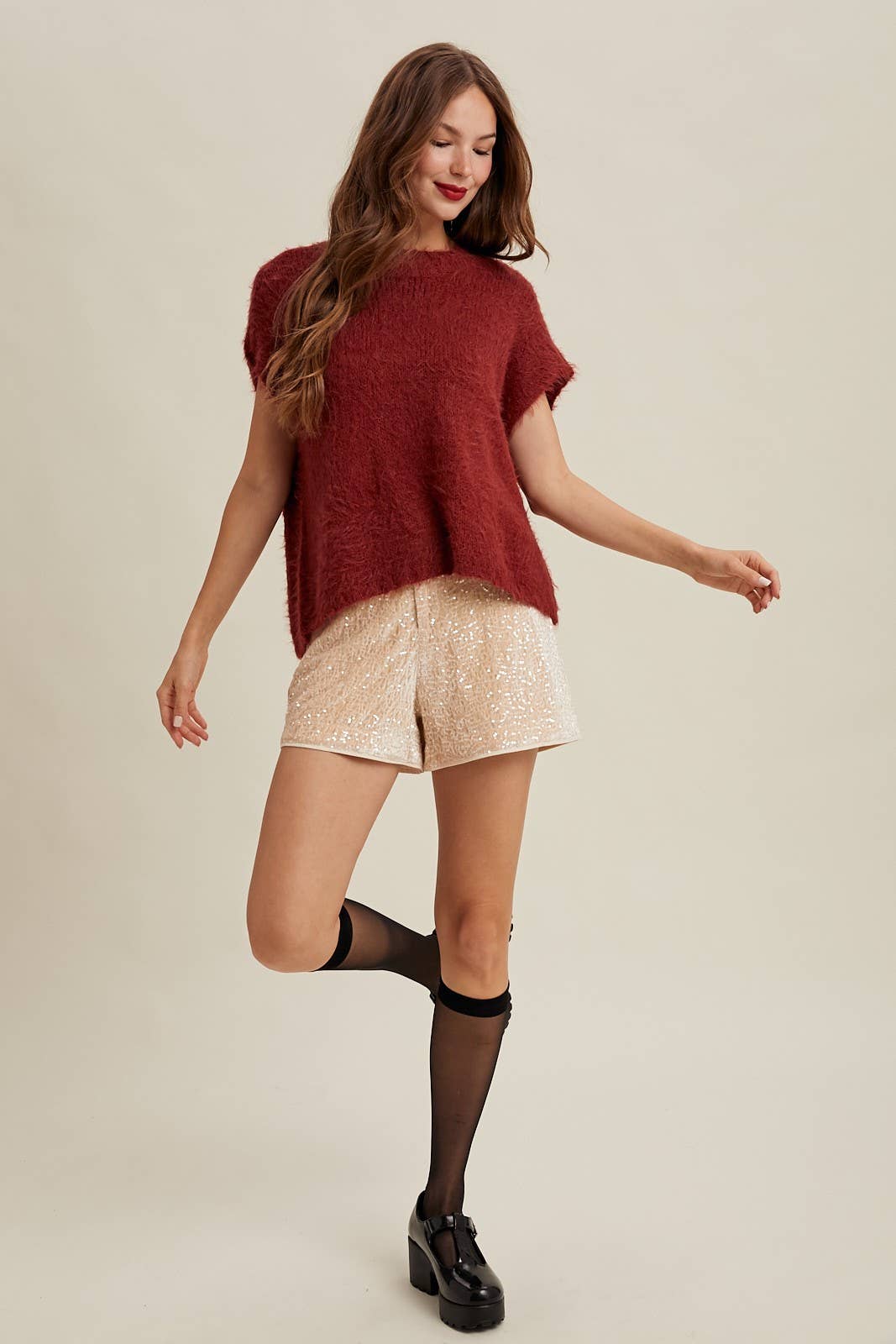 Mohair Sweater Vest Marsala