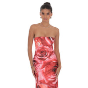 Rose Strapless Maxi Dress in Red