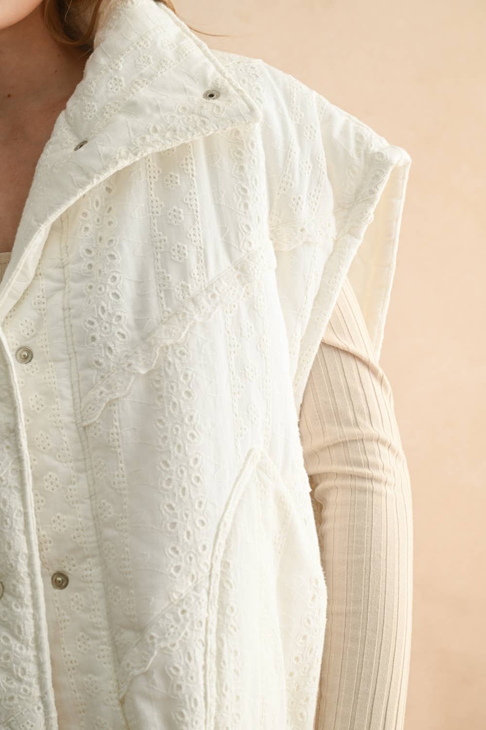 Crochet Lace Puffer Vest