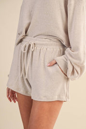 Soft Brushed Hacci Shorts: Beige