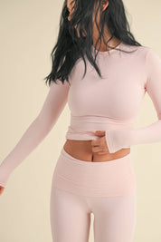 Soft Knit Jersey Long Sleeve Tee in Pink