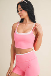 Double Layered Tank Top: Hot Pink Combo