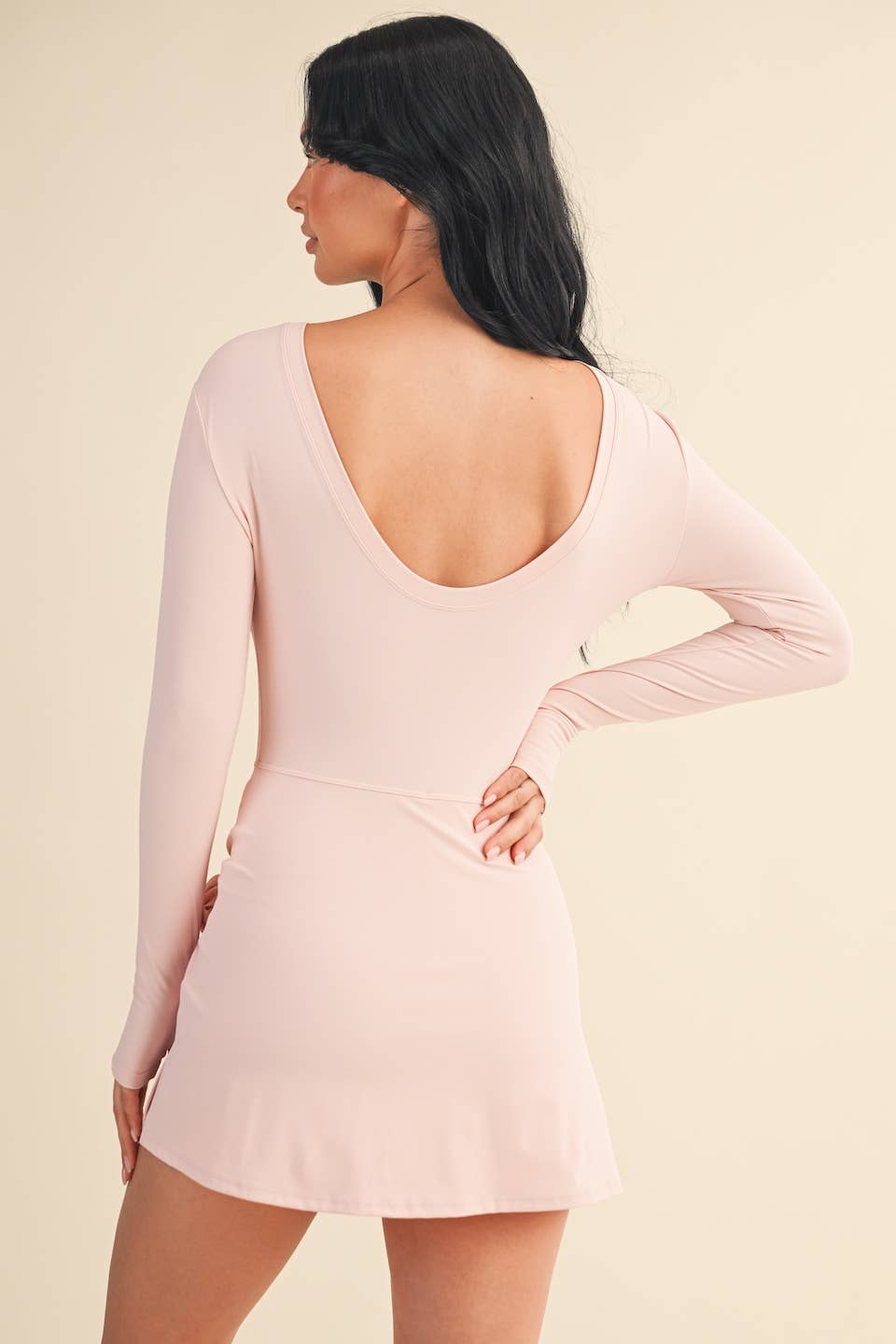 Long Sleeve Wrap Tie Front Dress: Cream M Long Sleeve Wrap Tie Front Dress: Cream M