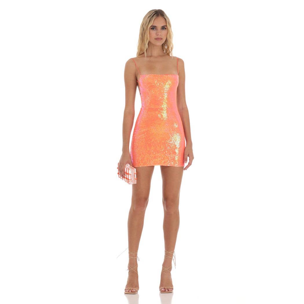 Sequin Bodycon Dress in Orange