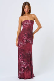 Cheetah Rose Strapless Maxi