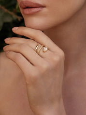 Marquise Coiled Ring: Clear Crystal with 18k Gold Plating